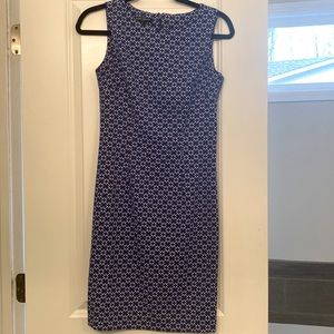 Blue & White knee length A line dress